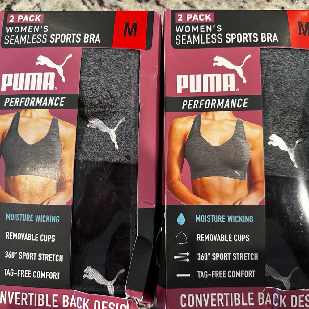 Puma Womens Seamless Drycell Sports Bra 2 Pack NWT total of 2 boxes